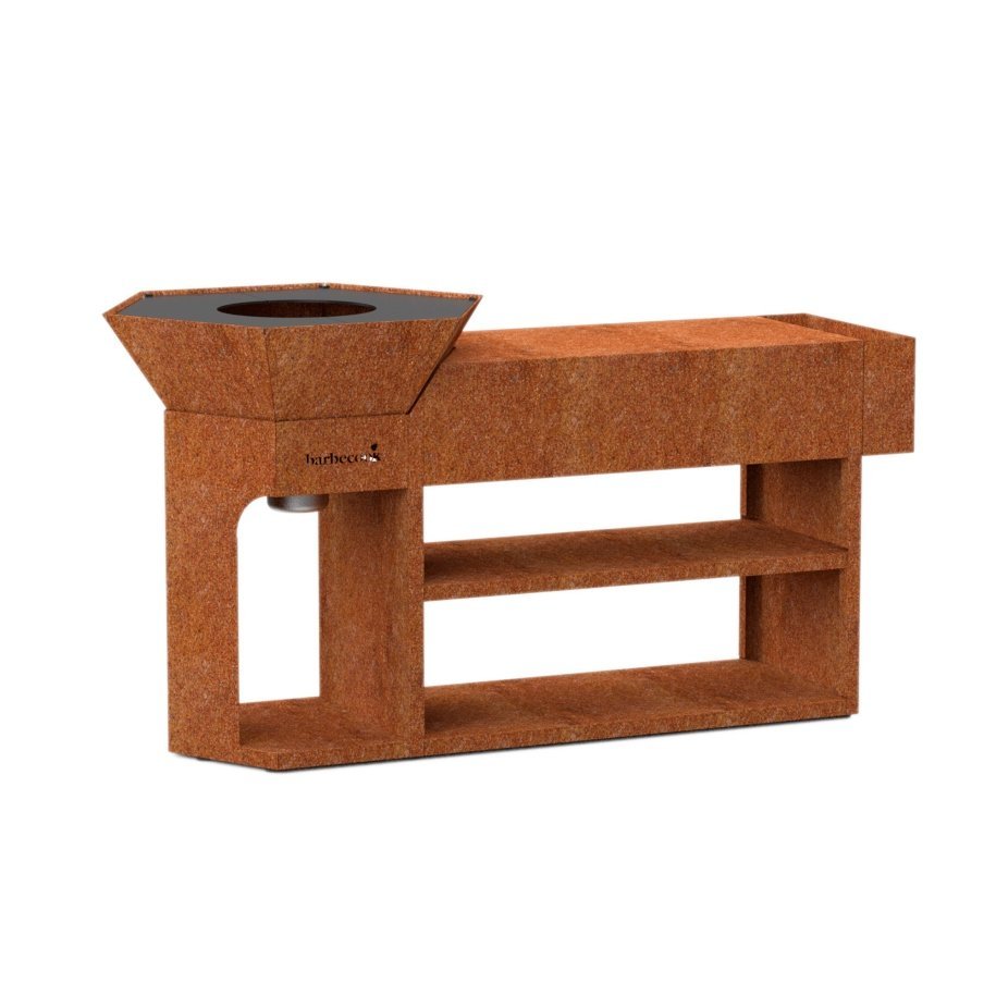 Grill geometry - grill area with wood storage charcoal grill garden