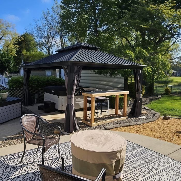 Gazebo Purple Leaf de Jardin Extérieur 4,6 x 4 M