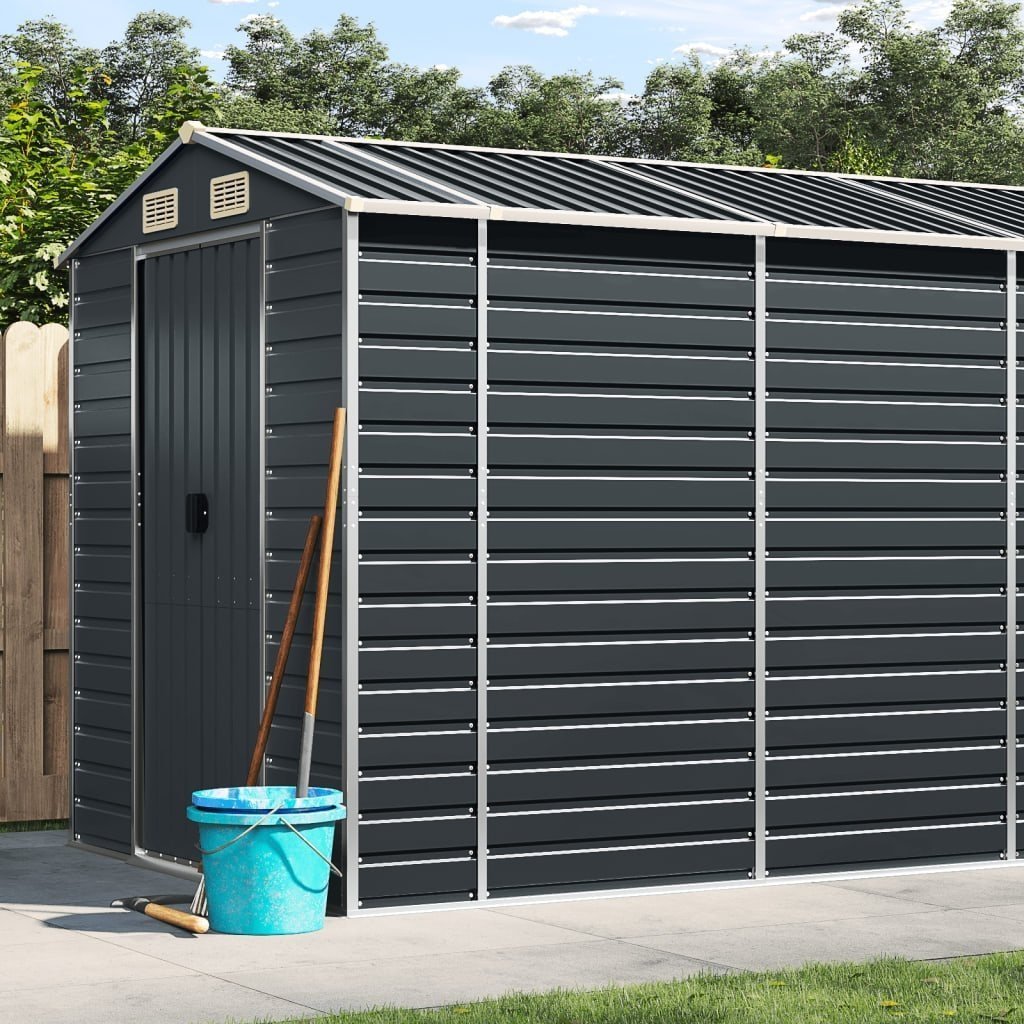 vidaXL Tuinschuur 191x725x198 cm gegalvaniseerd staal antracietkleurig
